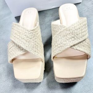 Halston Network Natural Braided Slip On Wedge Espadrille Sandal